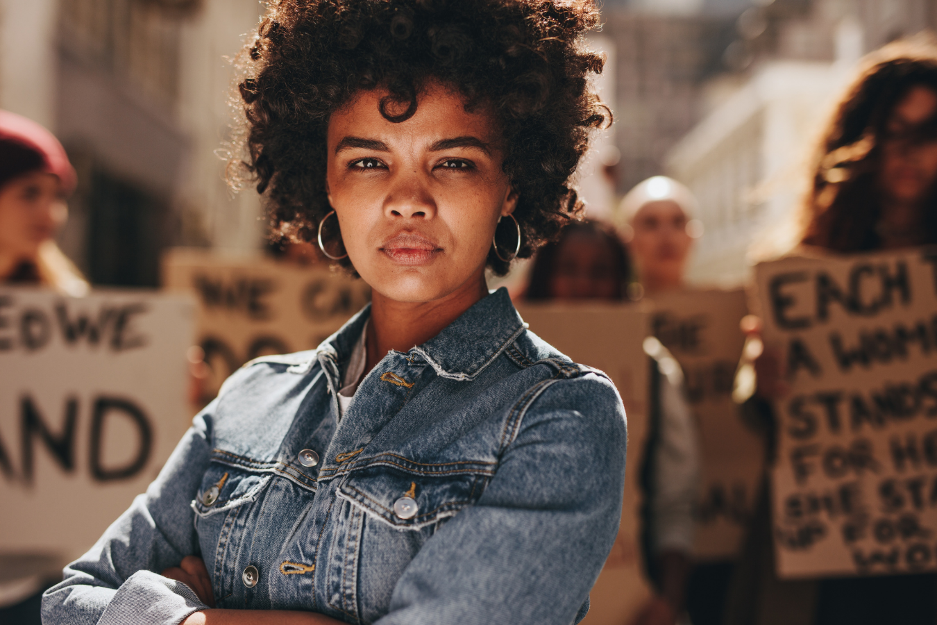 An organizer at a protest